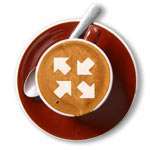 Routersymbol i kaffe