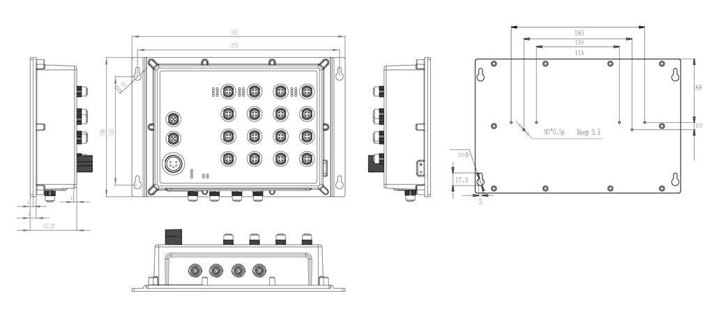 Dimensioner Lantech IES-5416t-8