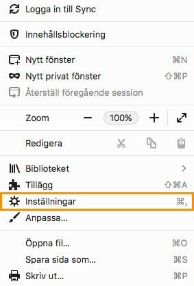 Inställningar i Firefox