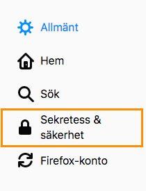 sekretess och säkerhet i firefox