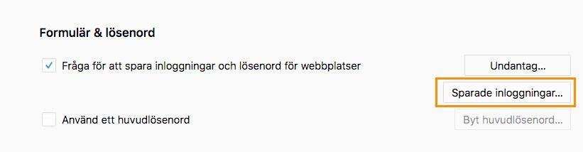 sparade inloggningar firefox