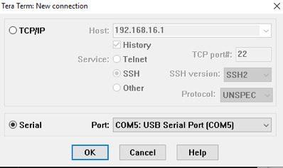 Tera term skapa new connection