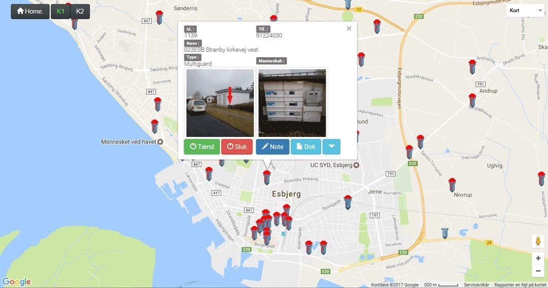 karta med apparatskåp för belysningsstyrning
