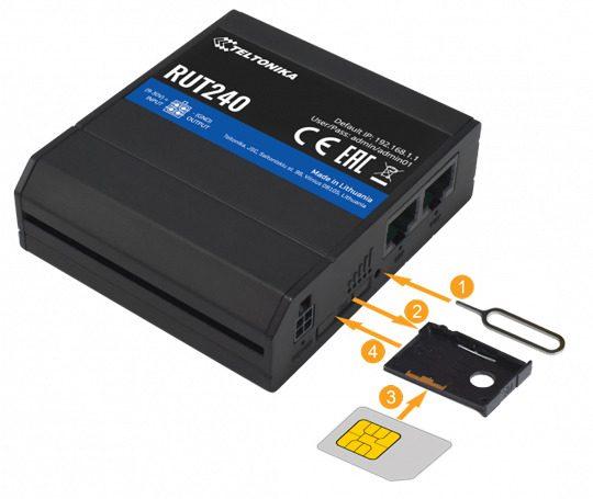 installera sim-kort i rut240 