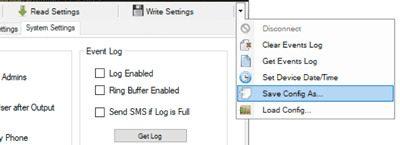 save settings ESIM252