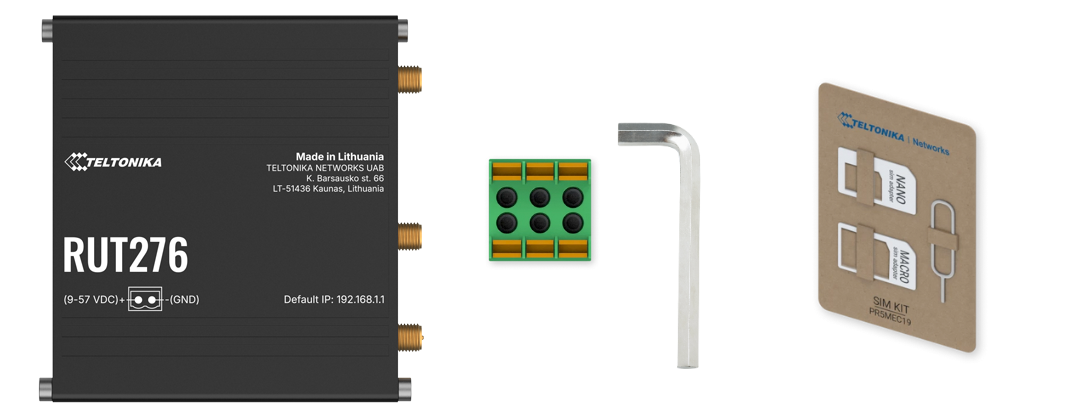Teltonika RUT276 5G-router i paketet