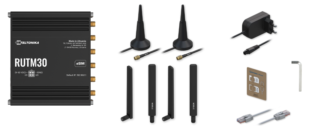 Teltonika RUTM30 5g-router i paketet